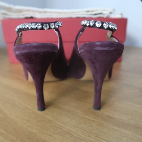 Valentino Rhinestone Slingback Heels Rubin Pointed Toe Shoes 37 / 7 - Picture 7 of 10